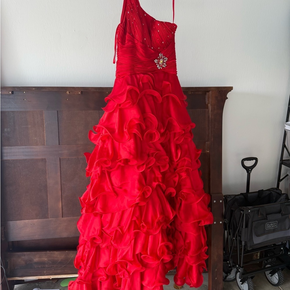 Mac Duggal Vibrant Red Couture Dress